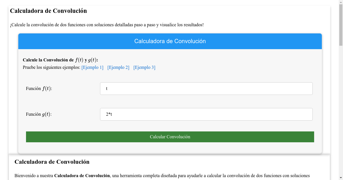 Calculadora de Convolución con Soluciones Paso a Paso