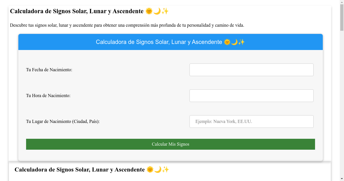 Calculadora Y An Lisis Astrol Gico Gratuito De Signos Solar Lunar Y