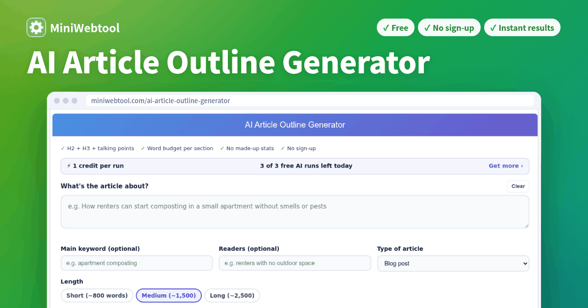 AI Article Outline Generator - Create Structured Article Outlines Instantly