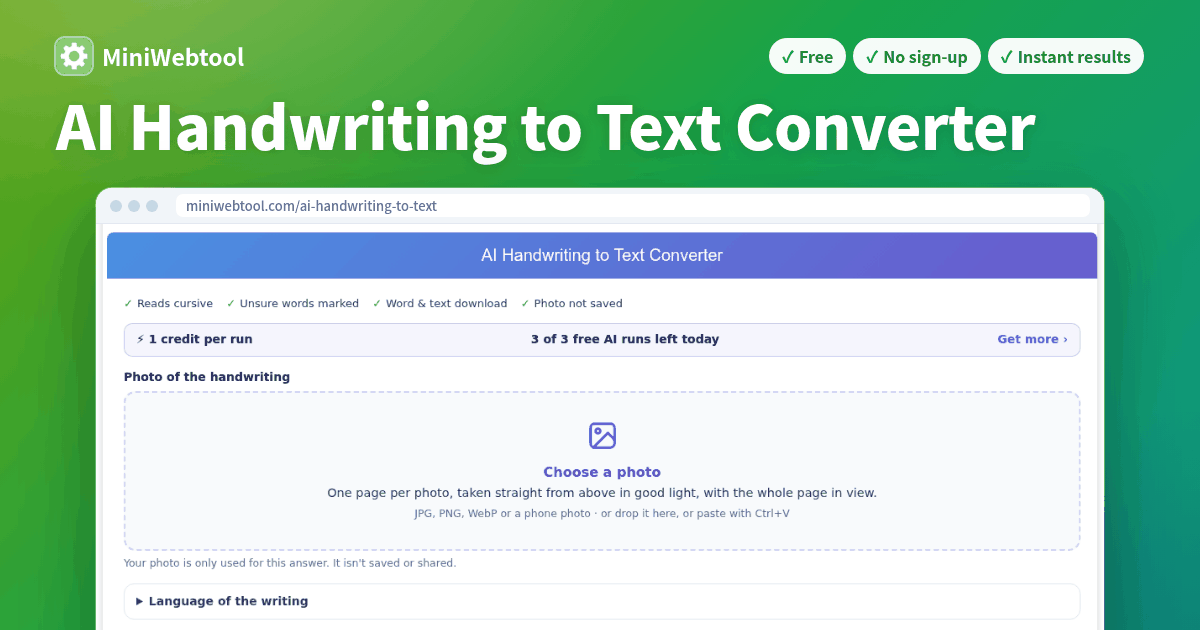 Handwriting to Text Converter - Free AI Handwriting OCR from a Photo