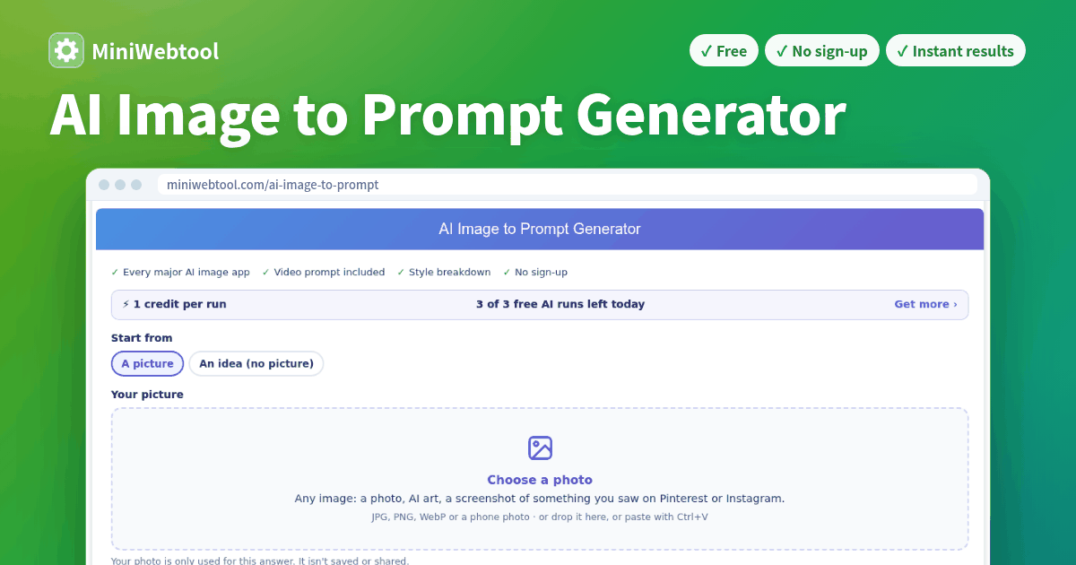 Image to Prompt Generator (Free AI) - Prompts for ChatGPT, Gemini ...