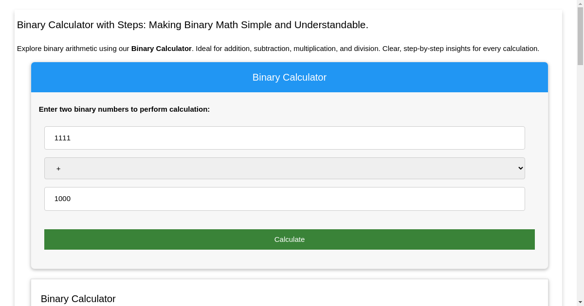 Binary Calculator With Steps: Making Binary Math Simple And Understandable.