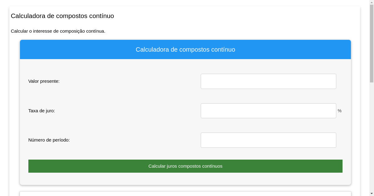 Calculadora de compostos cont nuo c lculo de juros compostos cont nuos