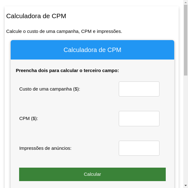 Como calcular CPM: Calculadora de CPM