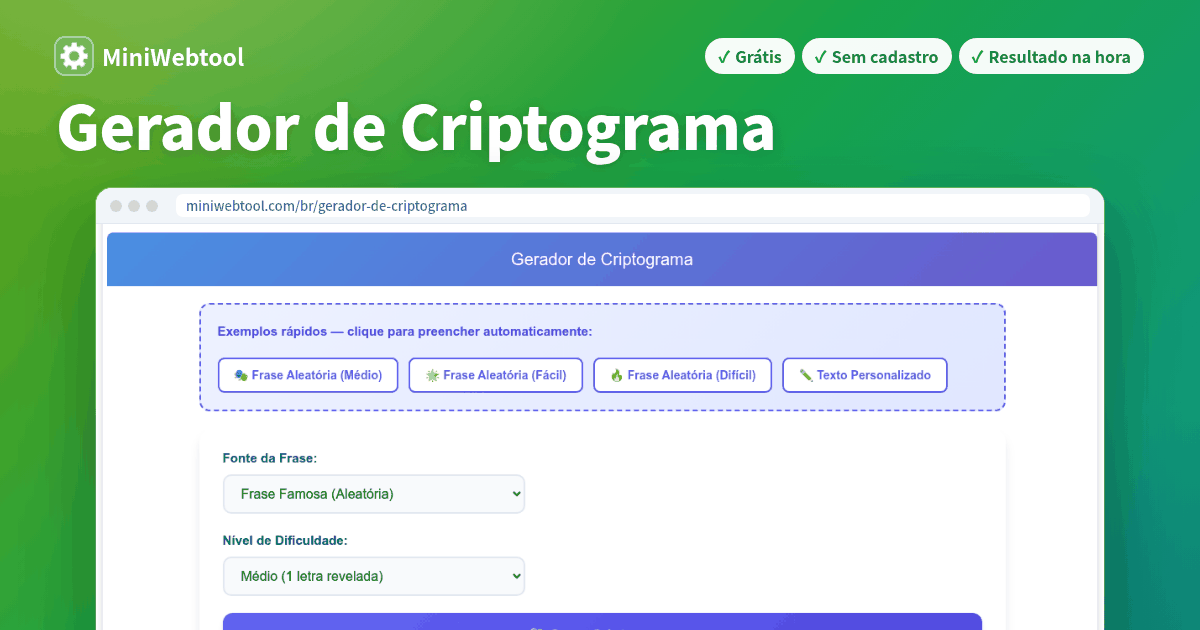 Gerador de Criptograma Online - Criador de Quebra-cabeça de Cifra de ...