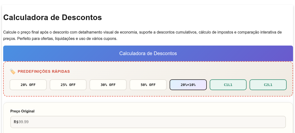 Calculadora de Descontos - Calcular Preço de Venda, Economia e ...