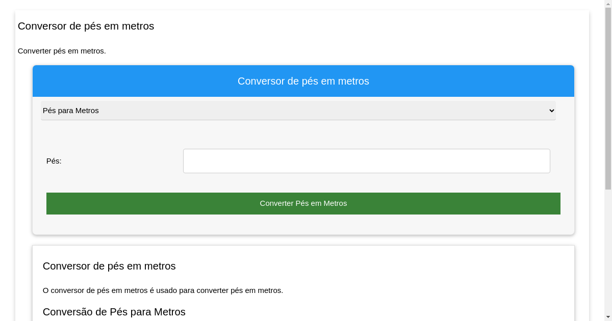 Conversor de pés em metros converter pés em metros