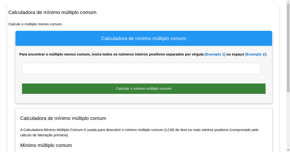 Calculadora De Mínimo Múltiplo Comum Calculadora Mmc 6563