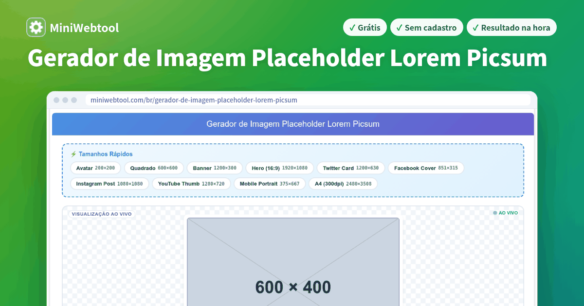 Gerador de Imagem Placeholder Lorem Picsum - Criador de Imagens Mockup ...