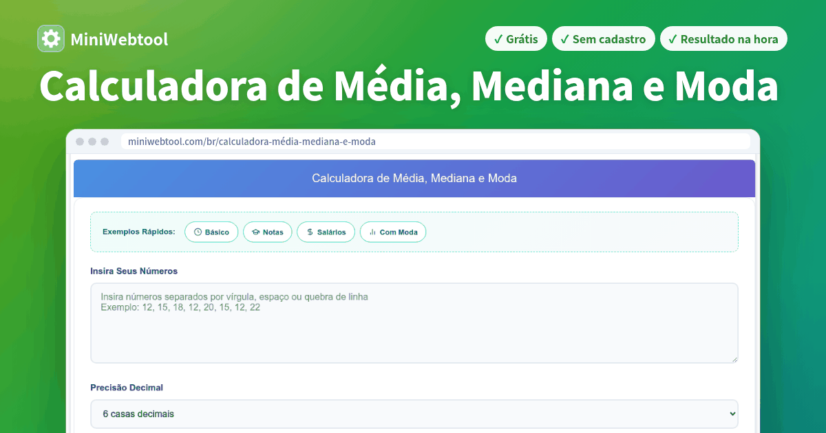 Calculadora de Média, Mediana e Moda - Calcular Média, Mediana, Moda e ...