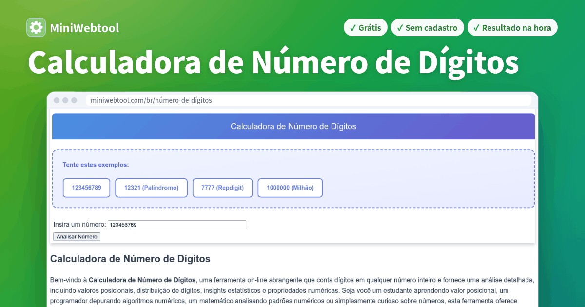Calculadora de Número de Dígitos - Analise e Conte Dígitos em Qualquer ...