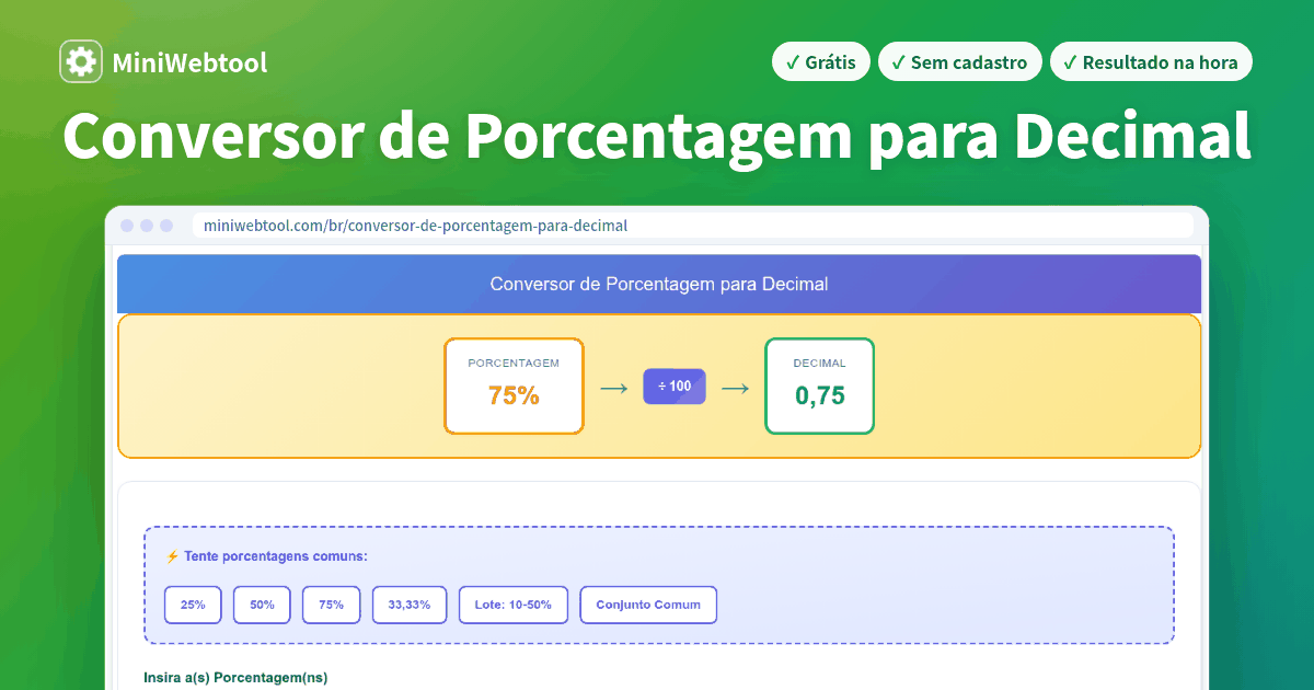 Conversor de Porcentagem para Decimal - Converter % para Decimal com ...