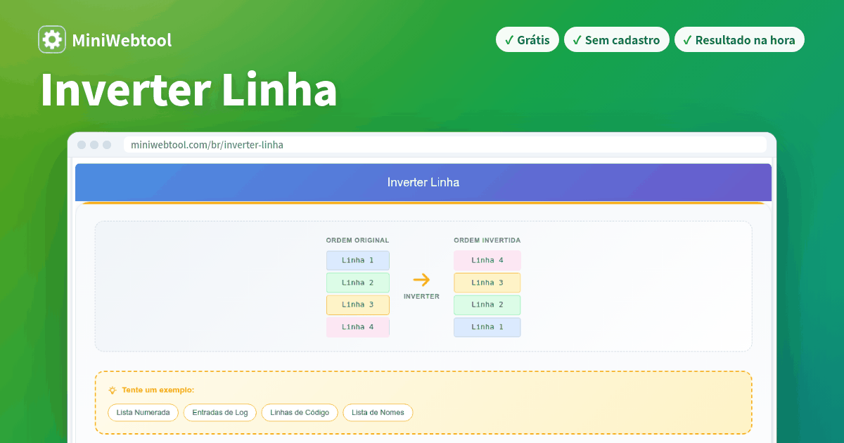 Ferramenta Online Gratuita para Inverter Linha - Inverta as Linhas de ...