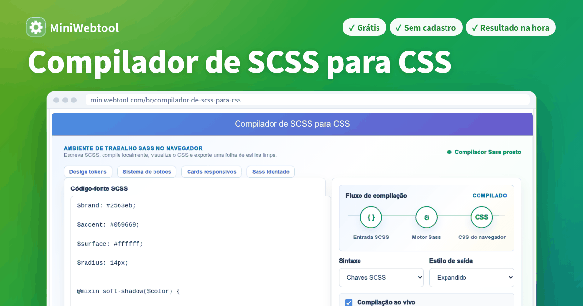 Compilador de SCSS para CSS - Compile Sass SCSS para CSS Online
