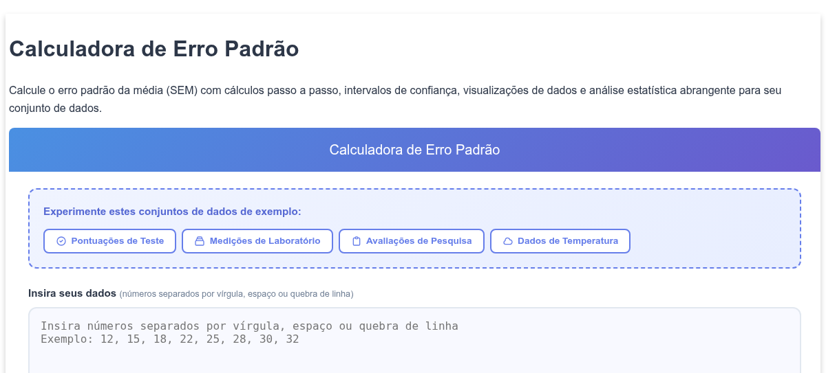 Calculadora de Erro Padrão - Calcule o SEM com Intervalos de Confiança ...