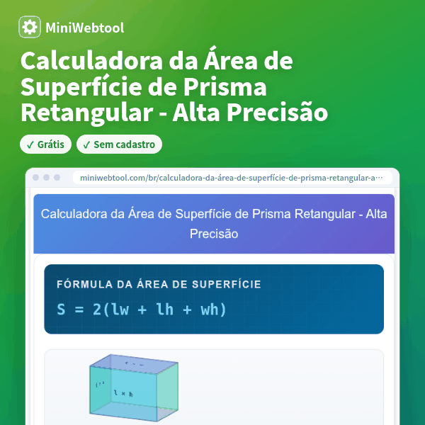 Planilha De Area De Superficie De Prisma Retangular Grátis: Áreas