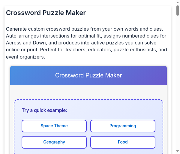 sound booster boxes for short crossword clue Free Online Puzzle Maker Logicross: Crossword Puzzle (by UNICO
