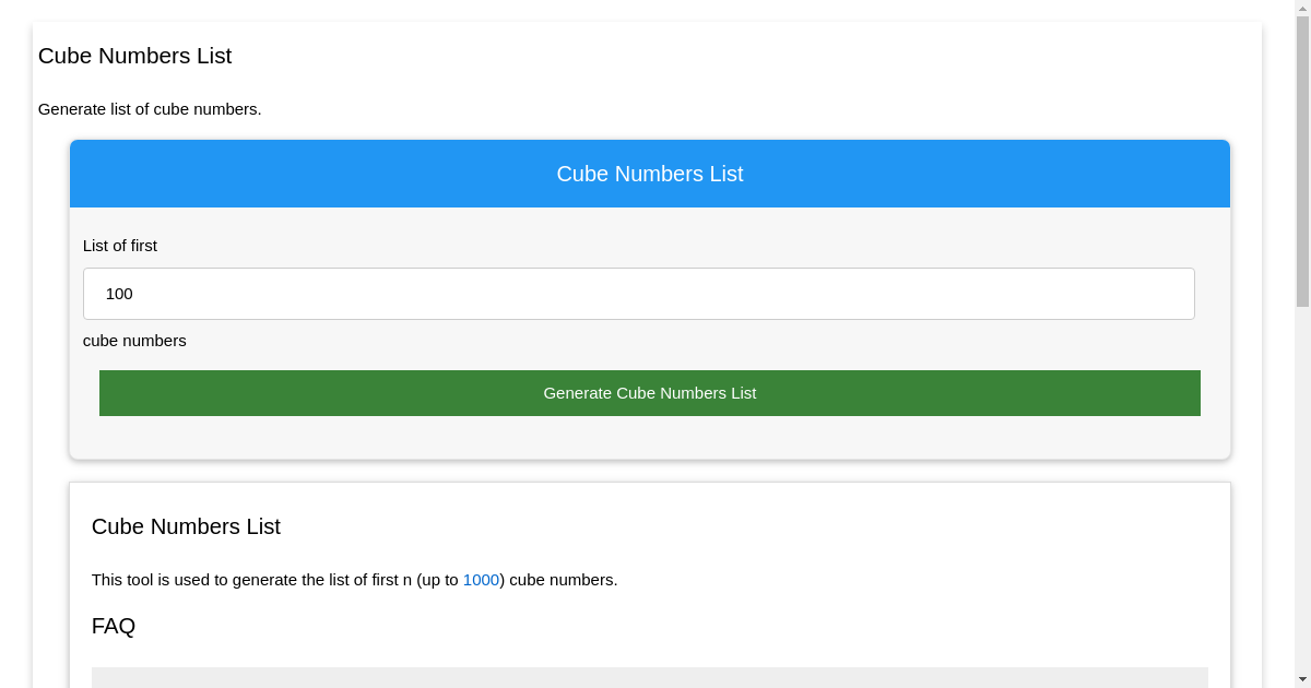 List of First 6 Cube Numbers