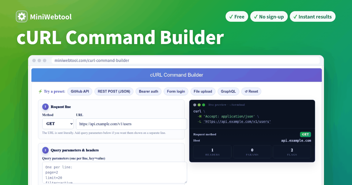 cURL Command Builder - Visually Compose & Copy HTTP Requests