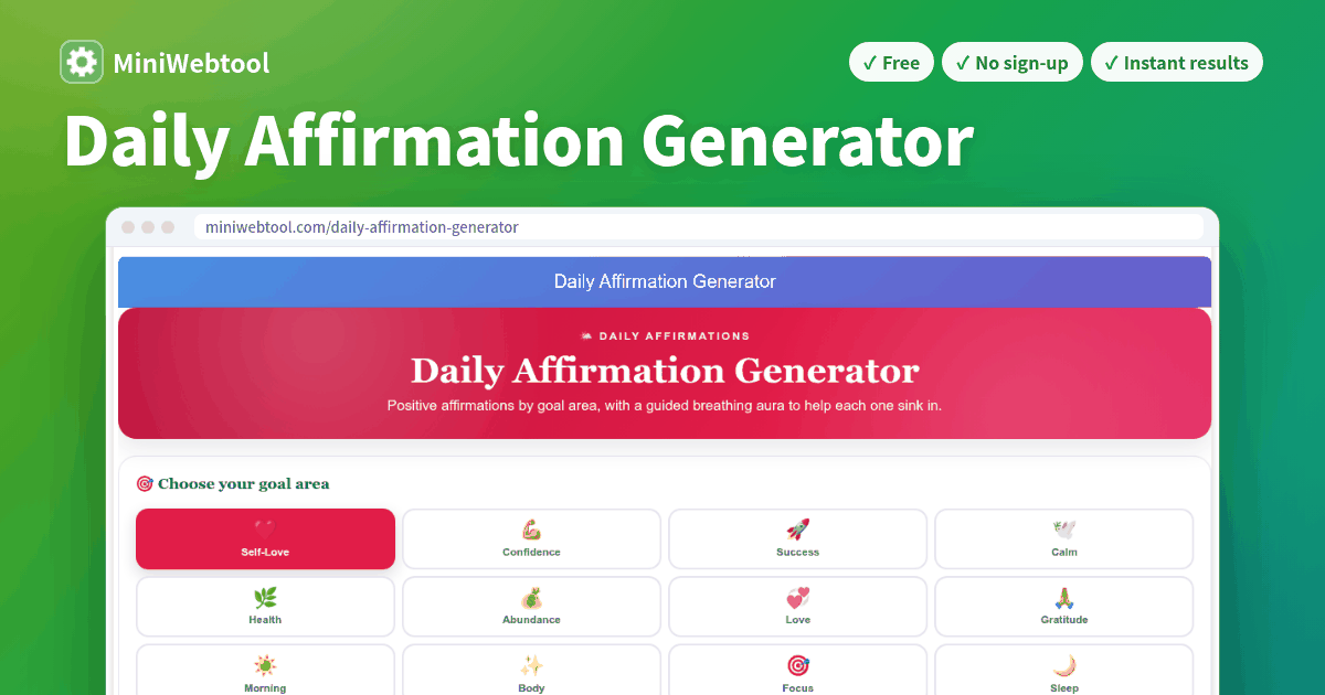 Free Daily Affirmation Generator - Positive Affirmations by Goal