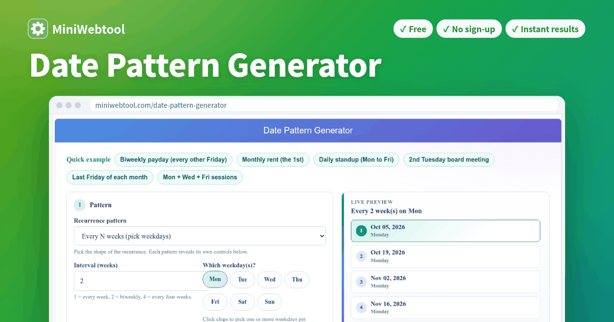 Date Pattern Generator - Recurring Date List Builder