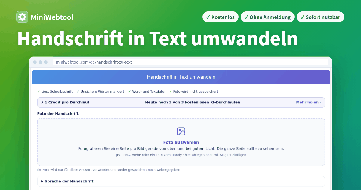 Handschrift in Text umwandeln: kostenlos mit KI, auch Schreibschrift