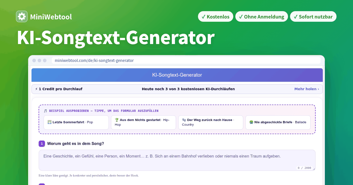 KI-Songtext-Generator kostenlos – Texte nach Genre & Stimmung