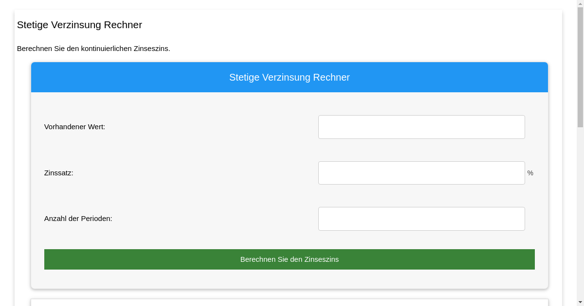 Stetige verzinsung rechner stetige verzinsung berechnen