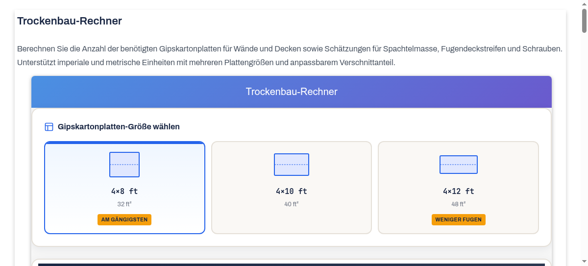 Trockenbau Rechner App