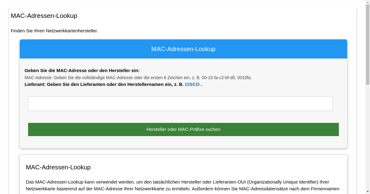 MAC-Adressen-Lookup