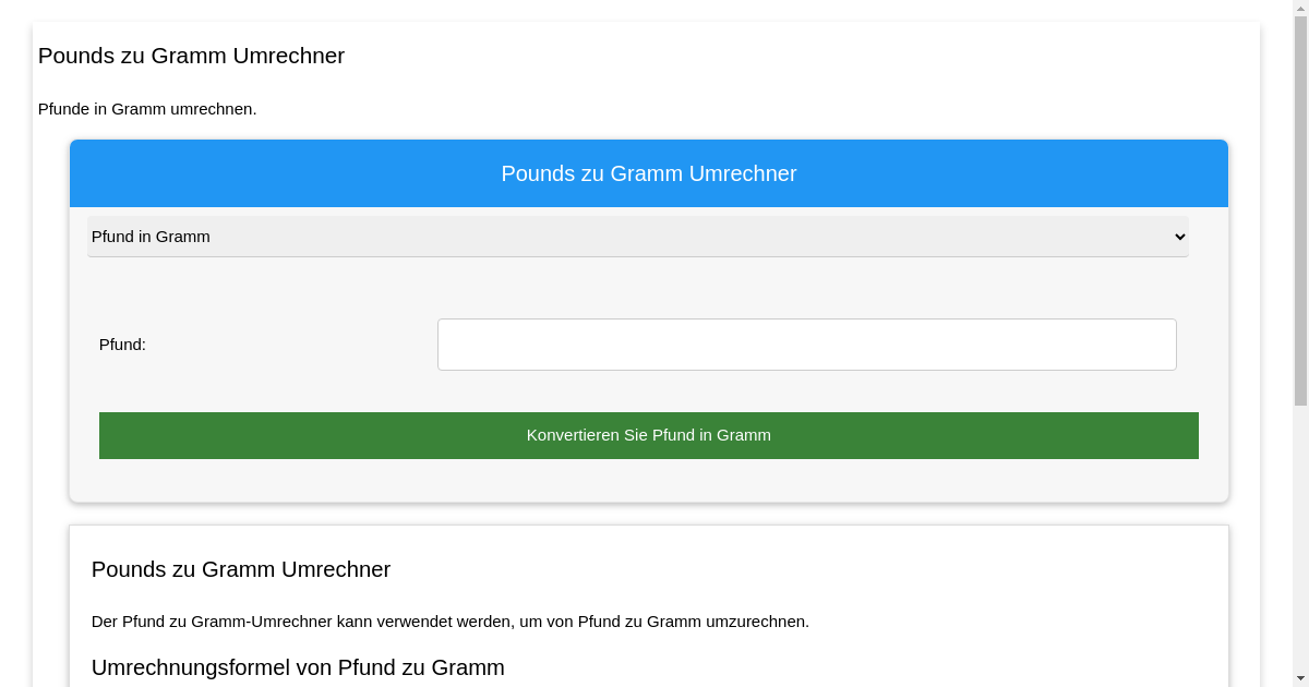 Pounds zu Gramm Umrechner Pounds zu Gramm umrechnen