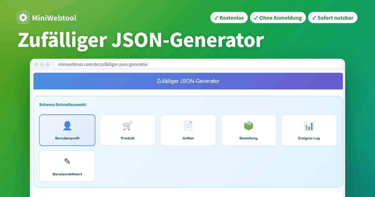 Zufälliger JSON-Generator - Dummy-JSON-Daten mit benutzerdefinierten ...