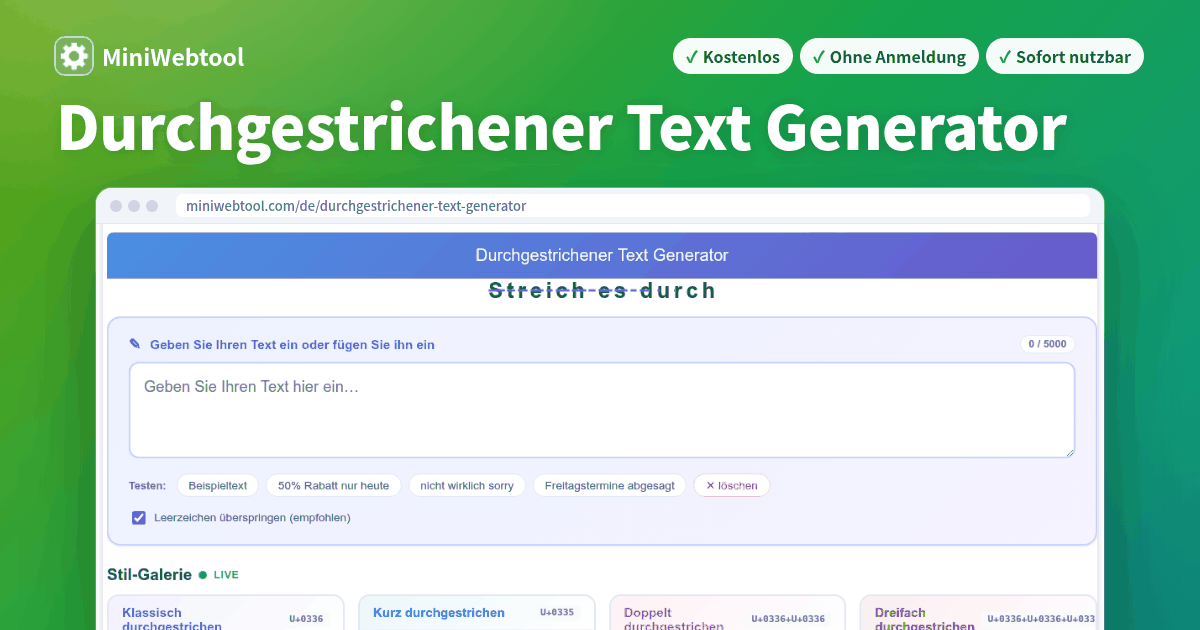 Durchgestrichener Text Generator - Text durchstreichen mit 12+ Unicode ...