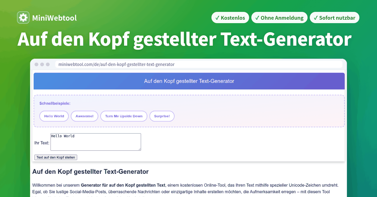 Text-auf-den-Kopf-stellen-Generator - Text sofort umdrehen