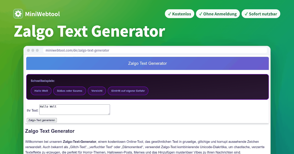 Zalgo Text Generator - Erstellen Sie gruseligen, korrupten Glitch-Text