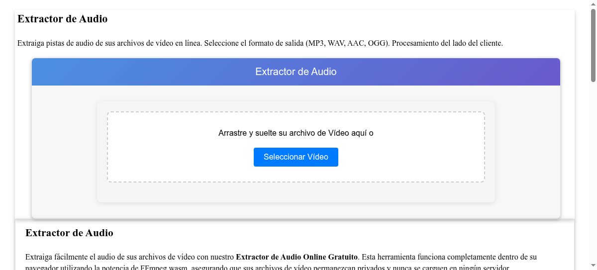 Extractor de Audio Online Gratuito - Extraer Audio de Vídeo