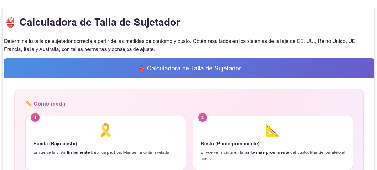 Calculadora de Talla de Sujetador - Encuentra tu Talla Ideal