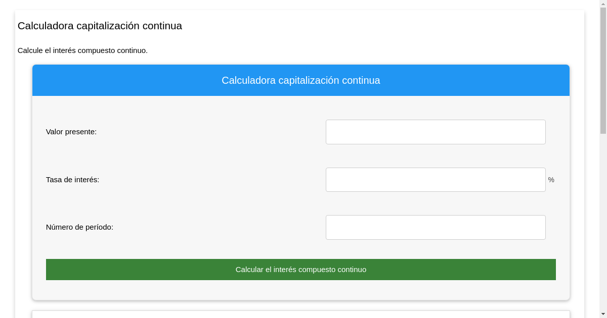 Calculadora capitalizaci n continua c lculo de intereses de