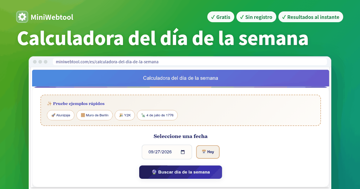 Calculadora del día de la semana - Averigua qué día cae cualquier fecha