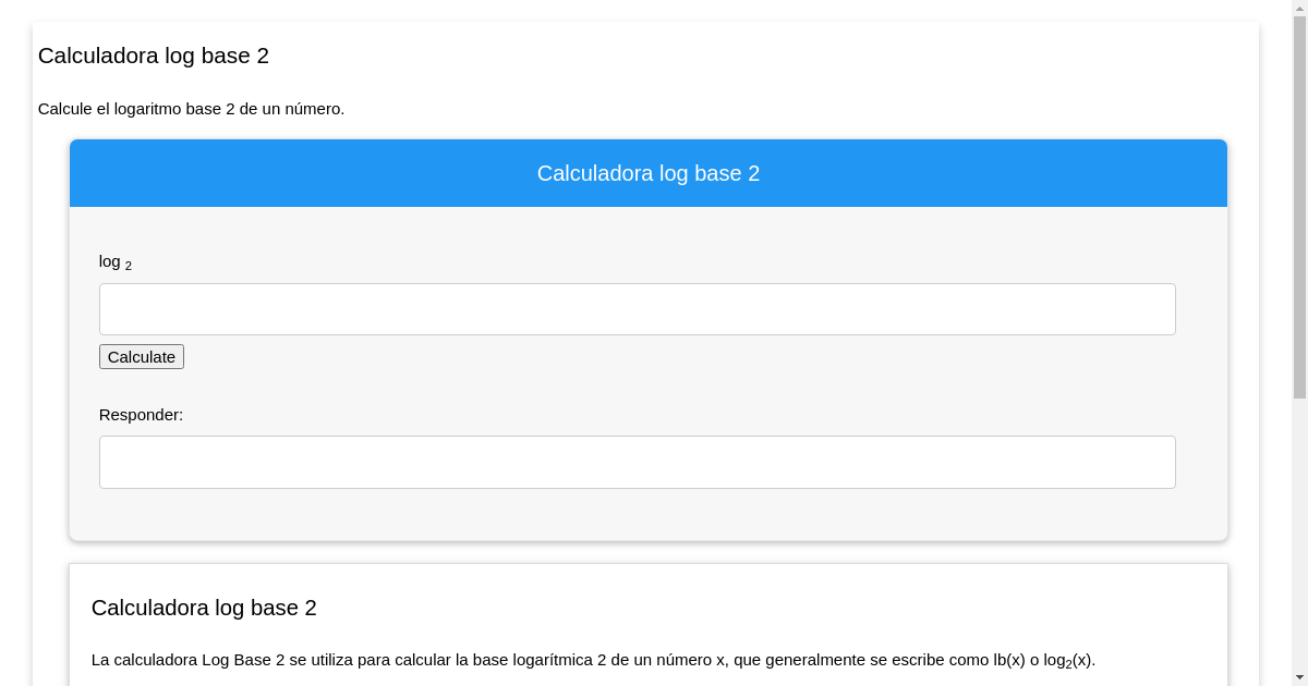 Calculadora log base 2