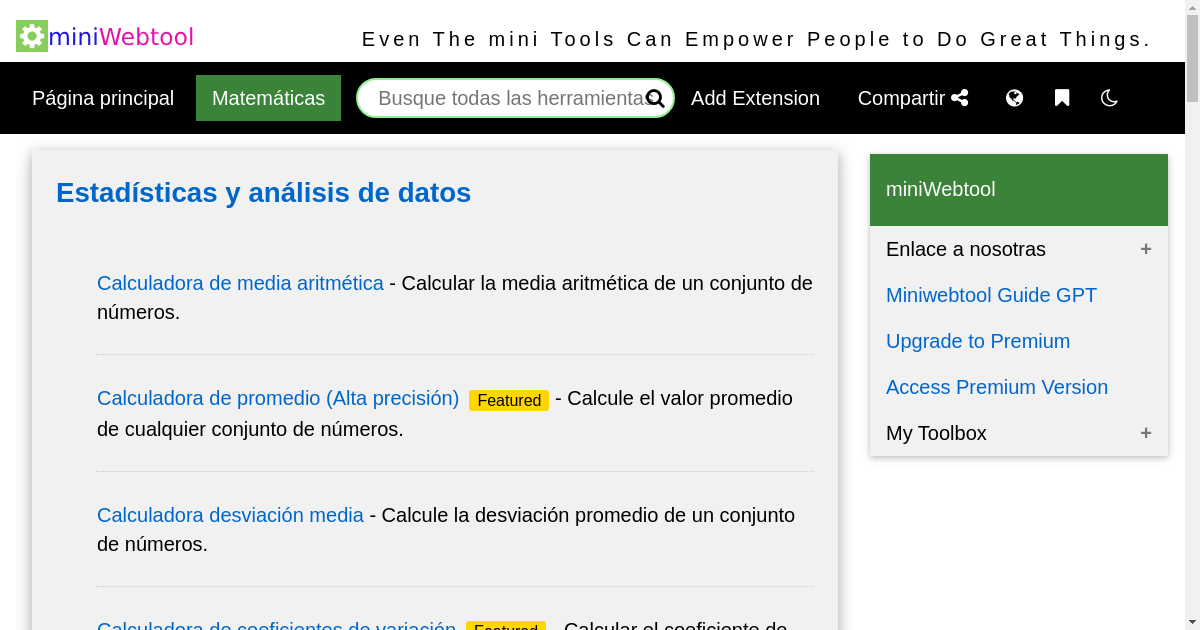 Herramientas gratuitas y calculadora - Estadísticas y análisis de datos