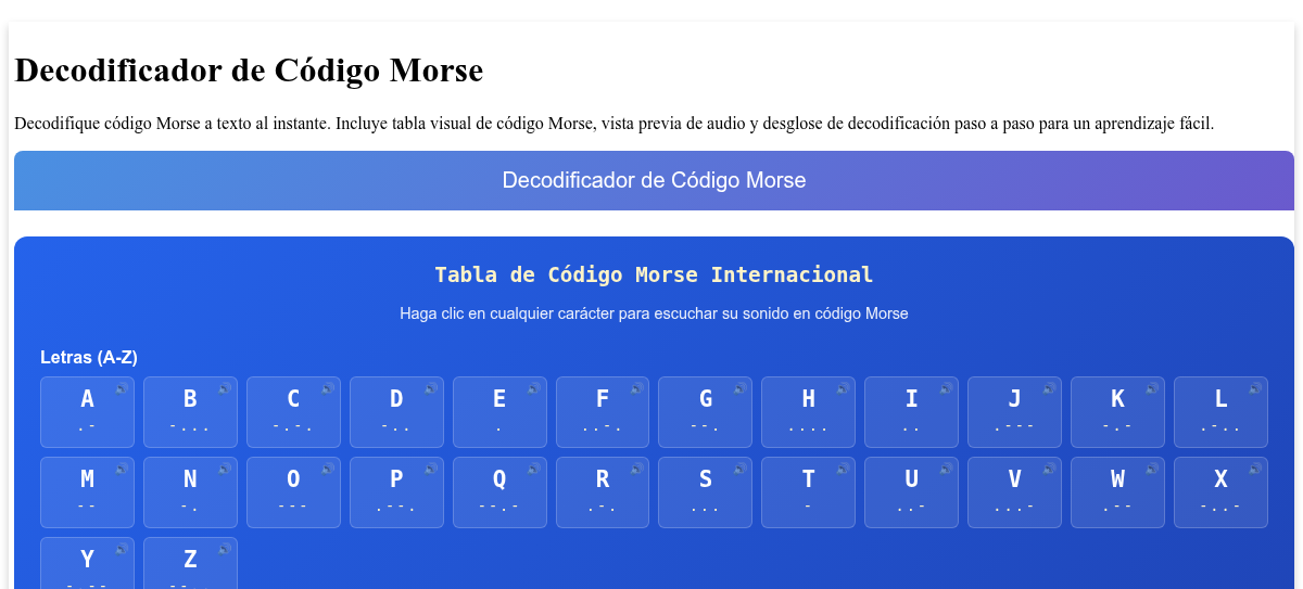 Decodificador de Código Morse - Convertir código Morse a texto