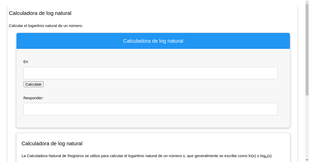 Calculadora de log natural