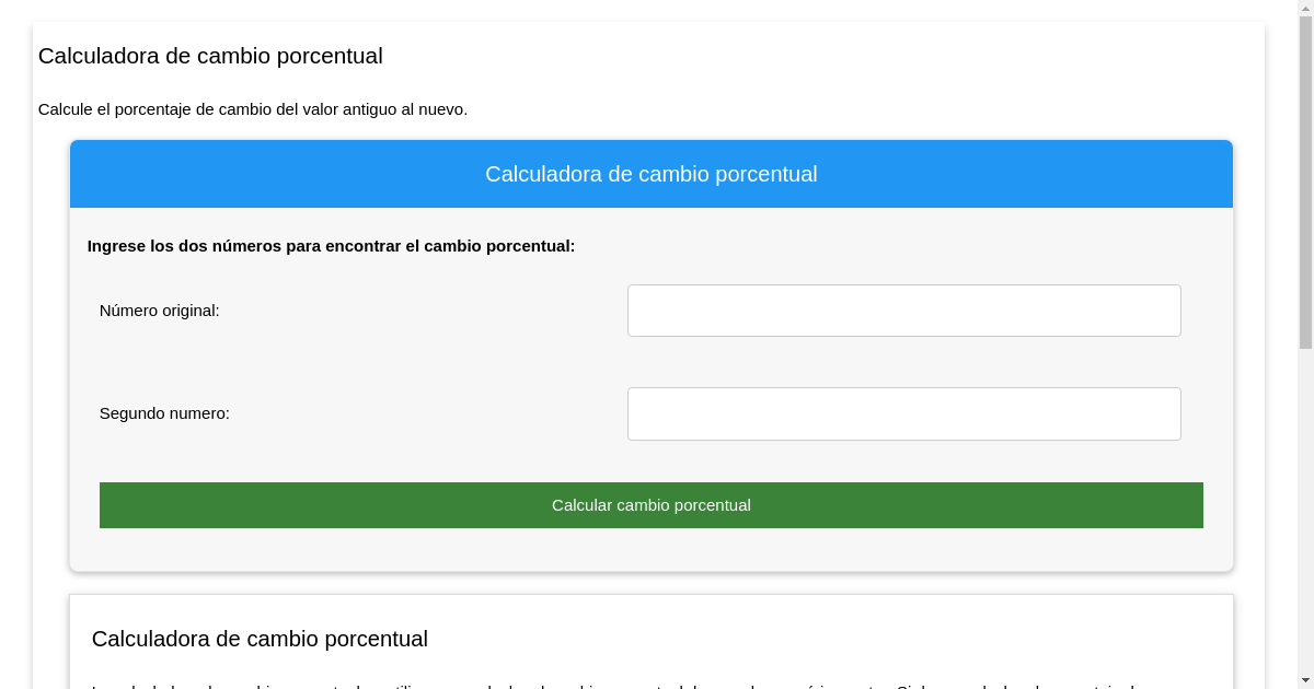 calculadora cambio porcentual