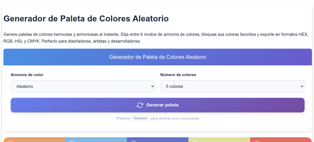 Generador de Paleta de Colores Aleatorio - Crear Esquemas de Colores ...