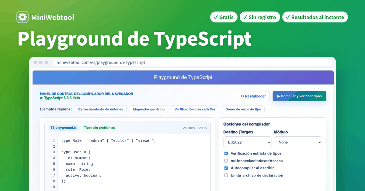 Playground de TypeScript - Compilador de TypeScript en línea con ...