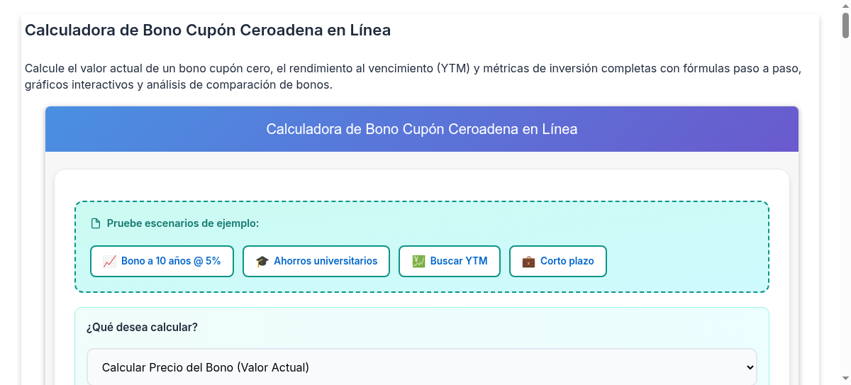 Calculadora bono cupón ceroadena en línea