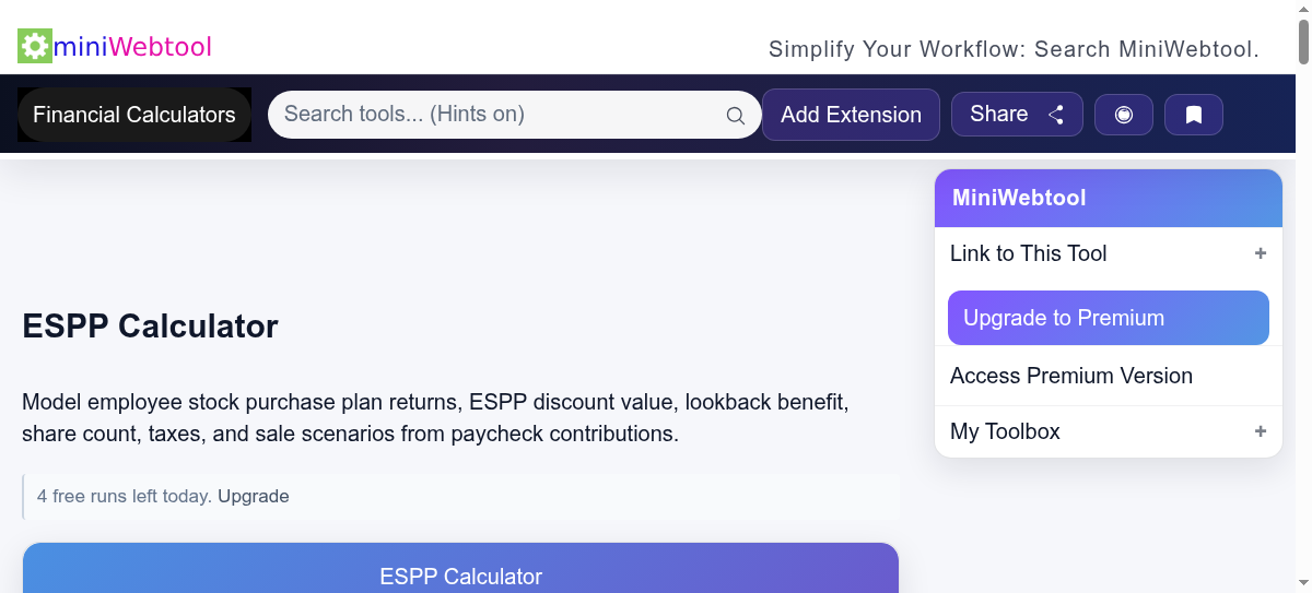 ESPP Calculator - Employee Stock Purchase Plan Return Model