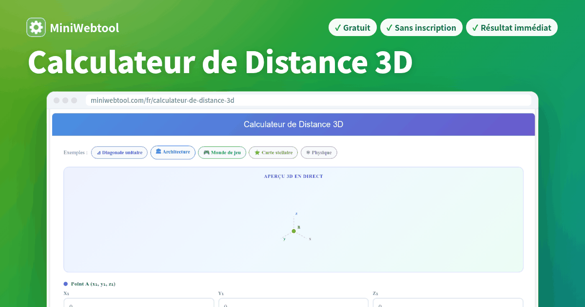 Calculateur de Distance 3D - Trouver la distance entre deux points dans ...
