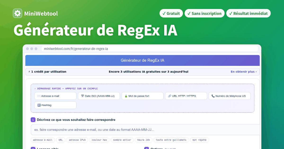 Regex Rage Générateur de RegEx IA - Créez des expressions régulières à partir du ...